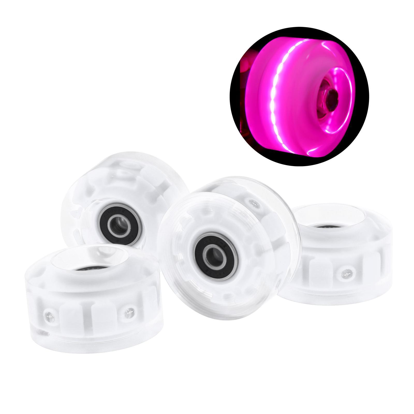 2x4Pack Quad Roller Skate Wheels with Bearings for Double Row Skateboard Pink
