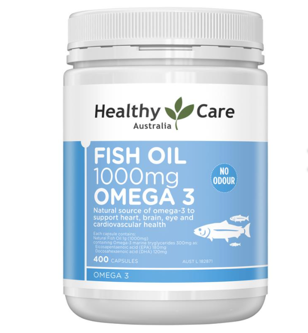 Healthy care Fish Oil 1000mg Omega 3 Australia 400 viên -  giúp giảm các triệu chứng của suy yếu thể lực, chứng rối loạn tâm thần
