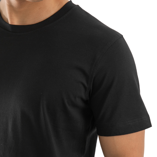 Áo thun nam cotton trơn 185 Simple &amp; Basic, co giãn 4 chiều, mềm mịn, thấm hút mồ hôi tốt, màu đen, màu trắng