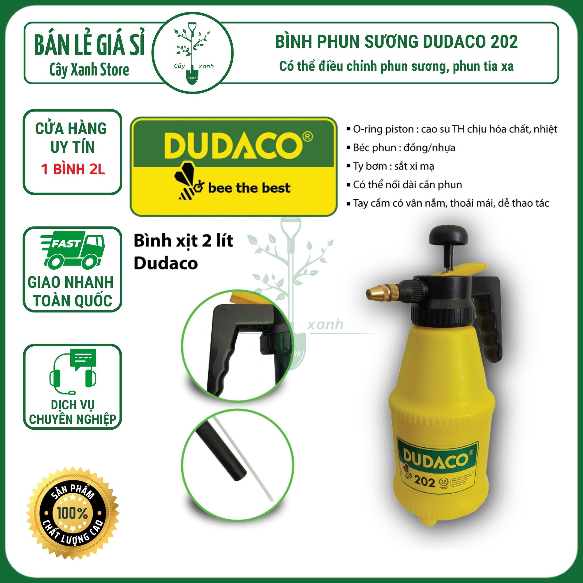 Bình Xịt Phun Sương Tưới Nước, Tưới Cây Dudaco 202 (2L)