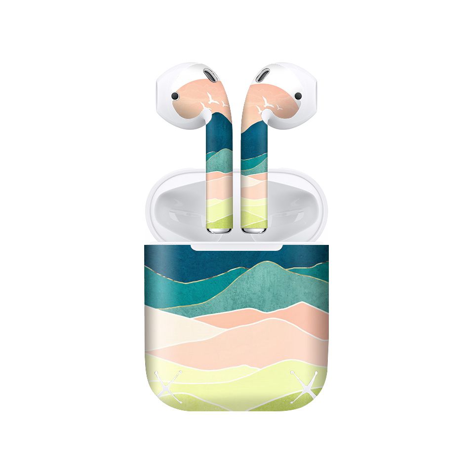 Miếng dán skin chống bẩn cho tai nghe AirPods in hình giả sơn mài - GSM116 (bản không dây 1 và 2)