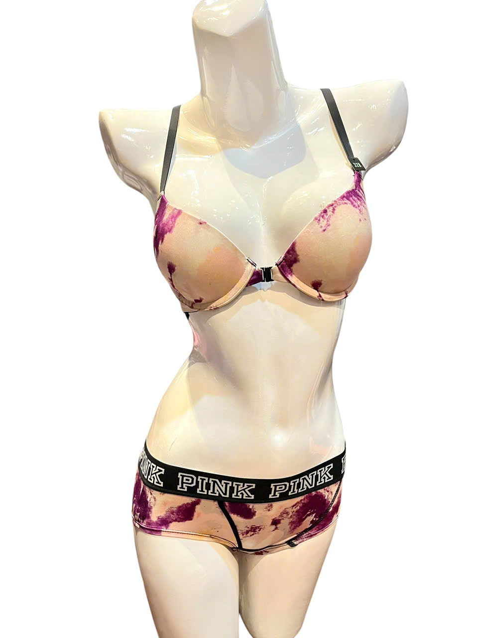 Bộ đồ lót PINK VJ8002 có gọng mút mỏng cài trước lưng chữ T quần nguyên mông