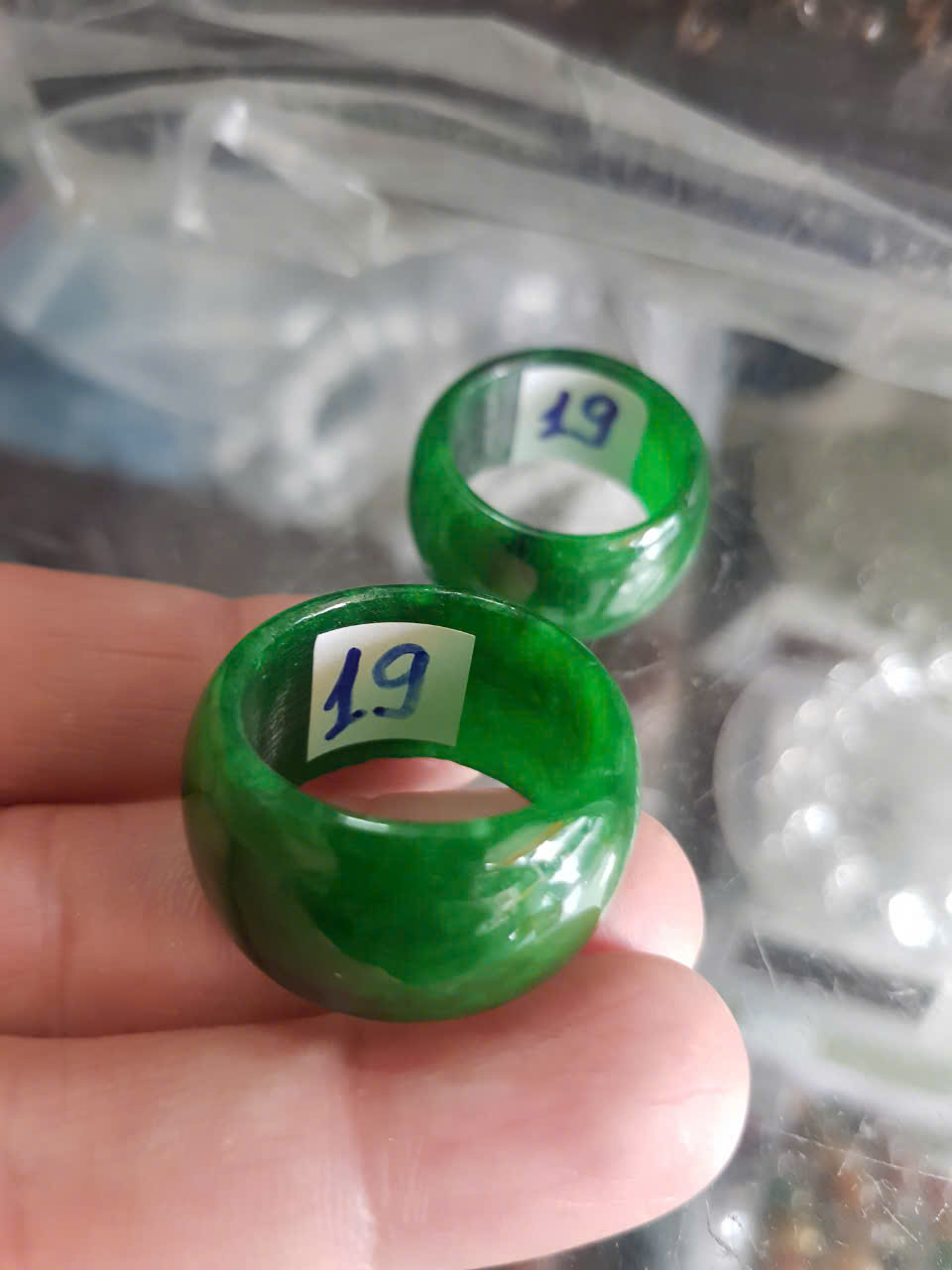 Nhẫn Nam Đá cẩm thạch Xanh đậm đẹp Ni 19mm x cao 13,8mm x dầy 3,8mm nam mệnh mộc mệnh hỏa mệnh Thủy đeo nhẫn ni 19mm rẻ ạ