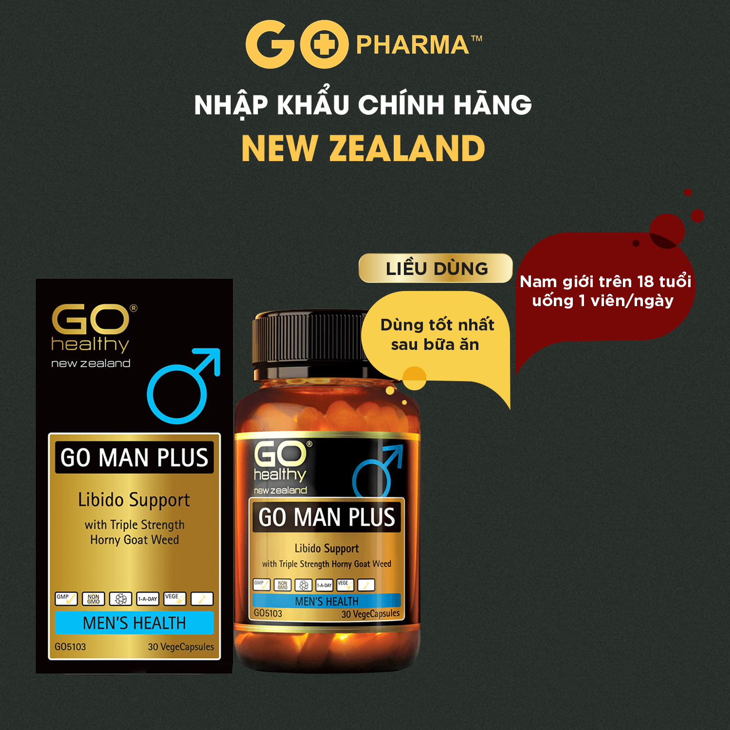 Viên Uống GO Man Plus - Cải Thiện Sinh Lý Nam GO Heathy New Zealand
