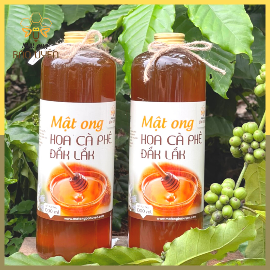Combo 2 Mật Ong Hoa Cà Phê Đắk Lắk Nguyên Chất Chống Oxy Hóa Tăng Cường Sức Đề Kháng Dung Tích Chai 1 Lít