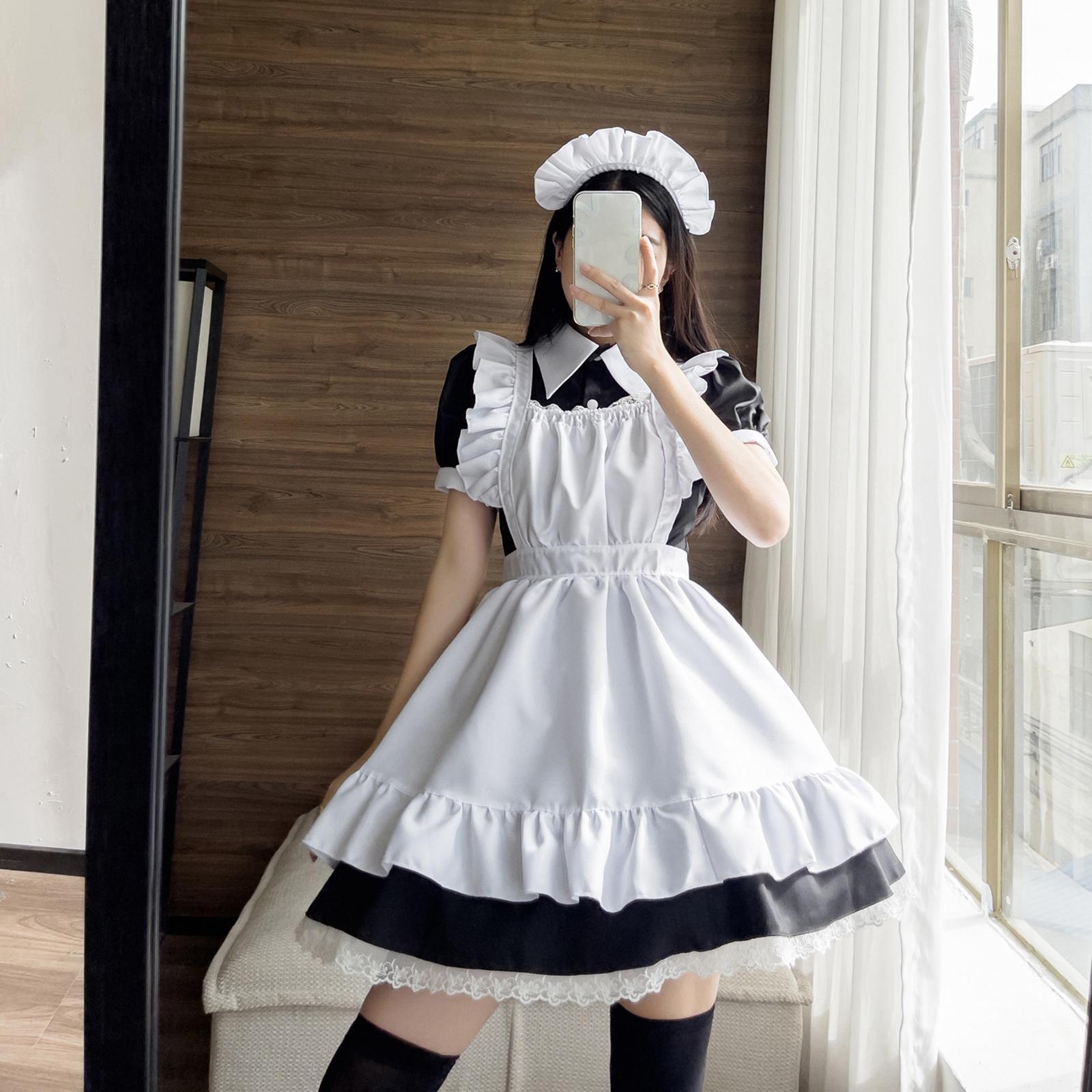 Classic Maid Costume for Halloween Fancy Dress Japanese Anime Outfit Party