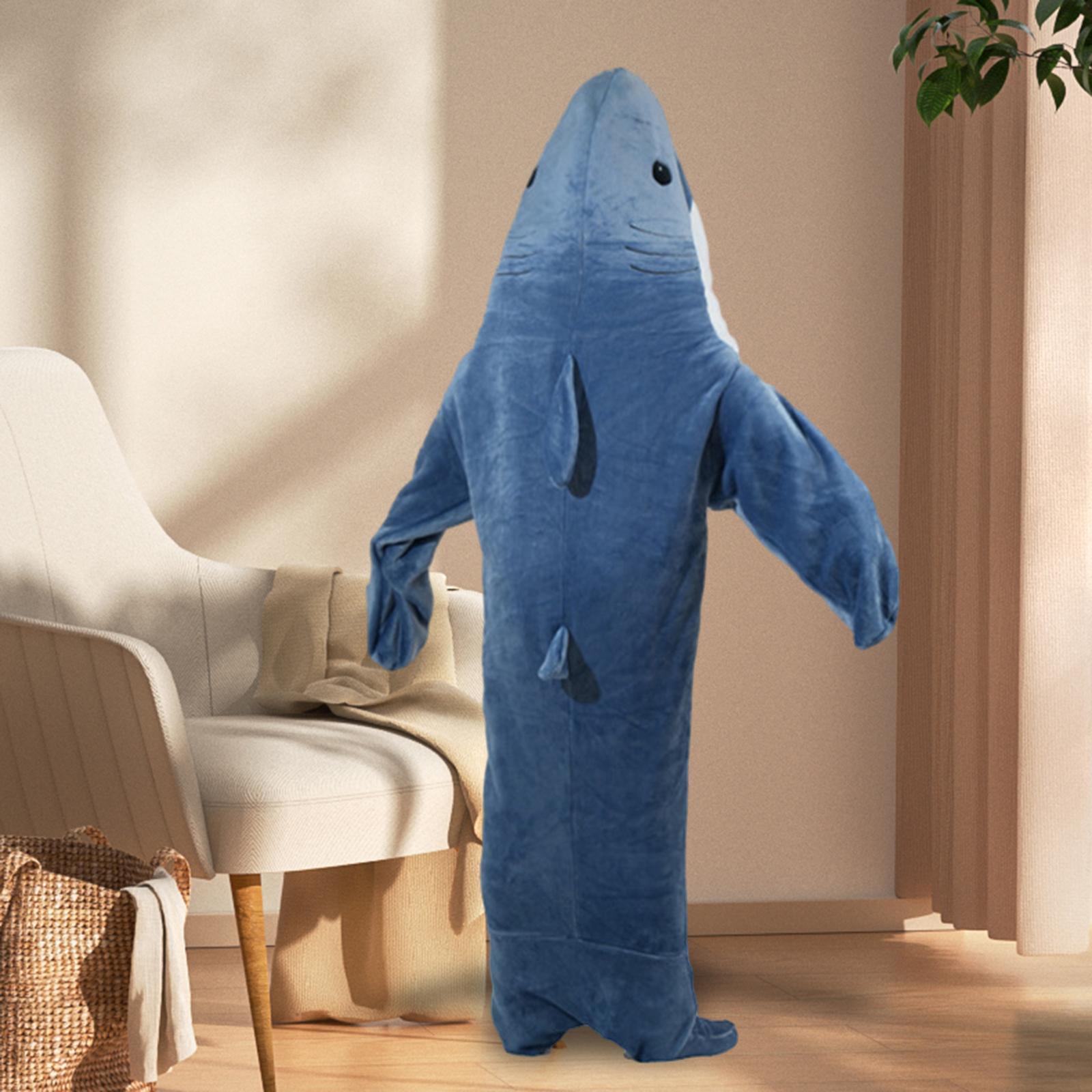 Wearable Hooded Blanket Soft Lightweight Celebration Cozy Shark Sleeping Bag