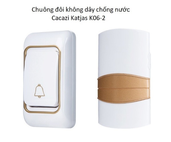 Chuông đôi báo mở cửa dùng trong gia đình lắp đặt ở nhiều nơi, chống nước tuyệt đối Ca06-2 ( Gồm 2 chuông báo và 1 nút nhấn - 4 mức âm lượng với 36 kiểu chuông -  Tặng kèm 03 nút kẹp cao su đa năng giữ dây điện cố định ngẫu nhiên )