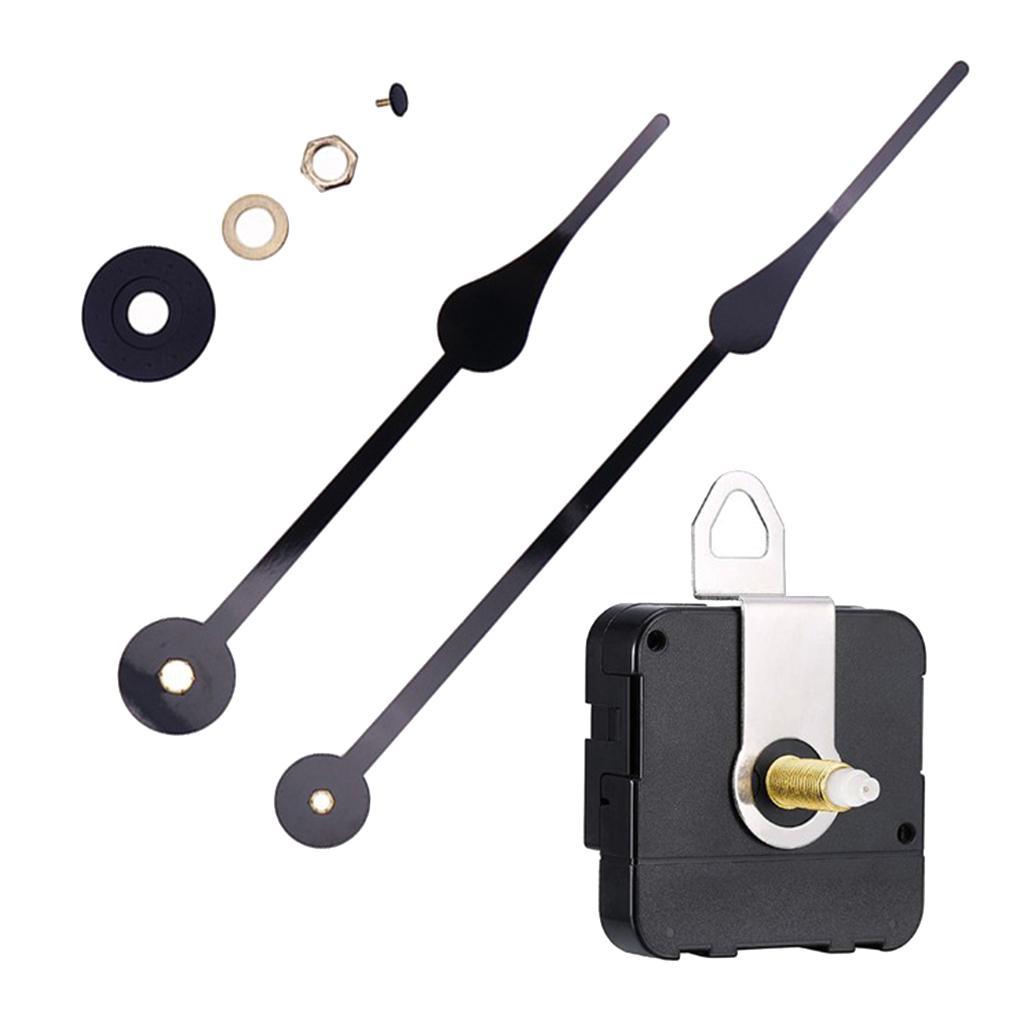 2Pcs Quartz DIY Wall Clock Movement with Large Black Hands Repair Tool