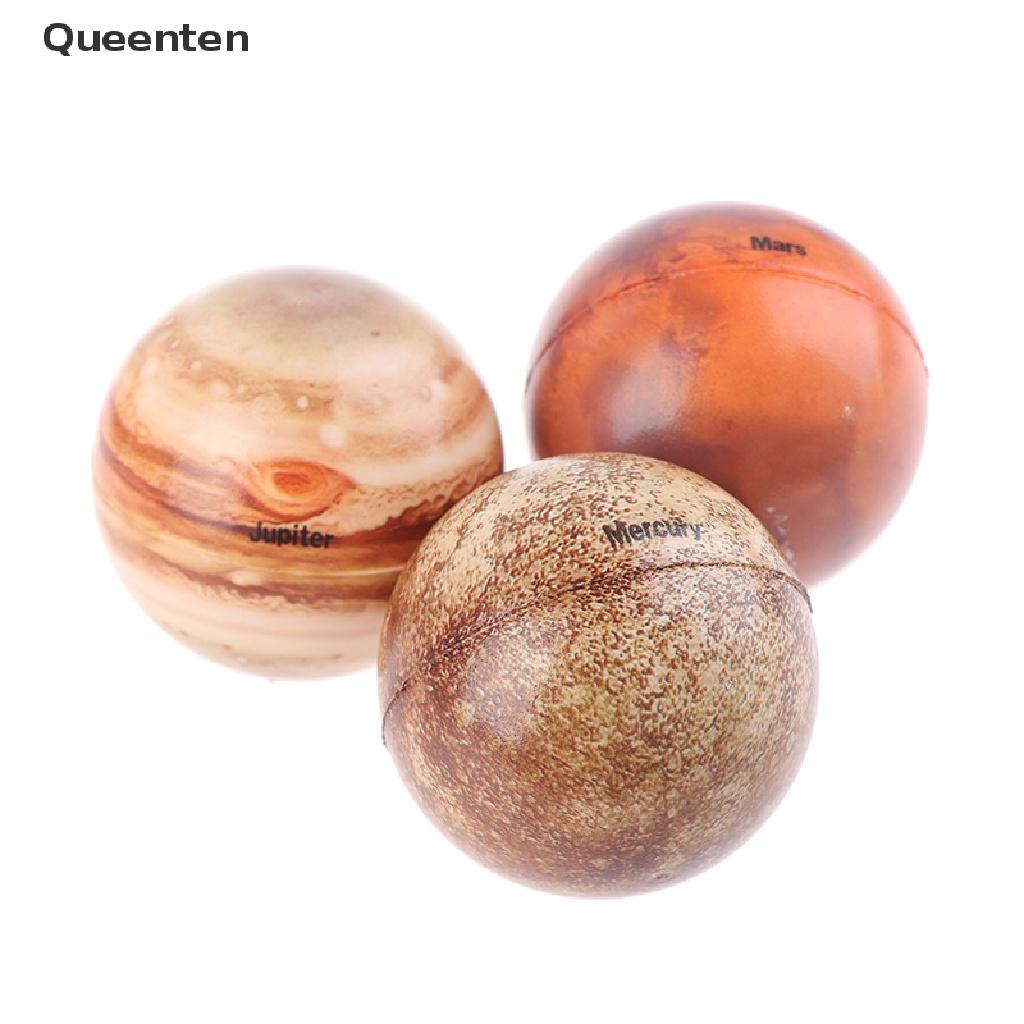 Queenten 9Pcs 6.3cm Eight Planets Sun Earth Moon Star Ball Rubber Bouncy anti-stress Toy QT