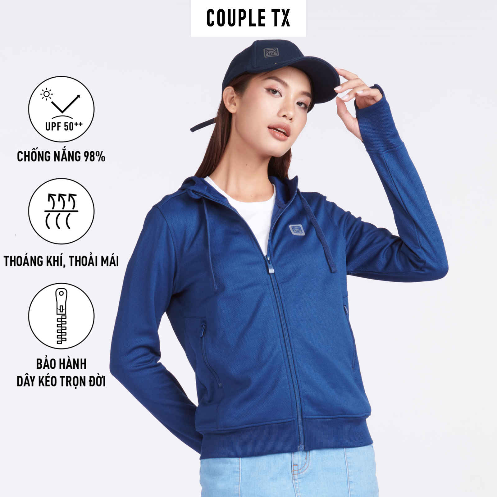 Áo Khoác UV Nữ Vải Tricot Chống Nắng Couple TX