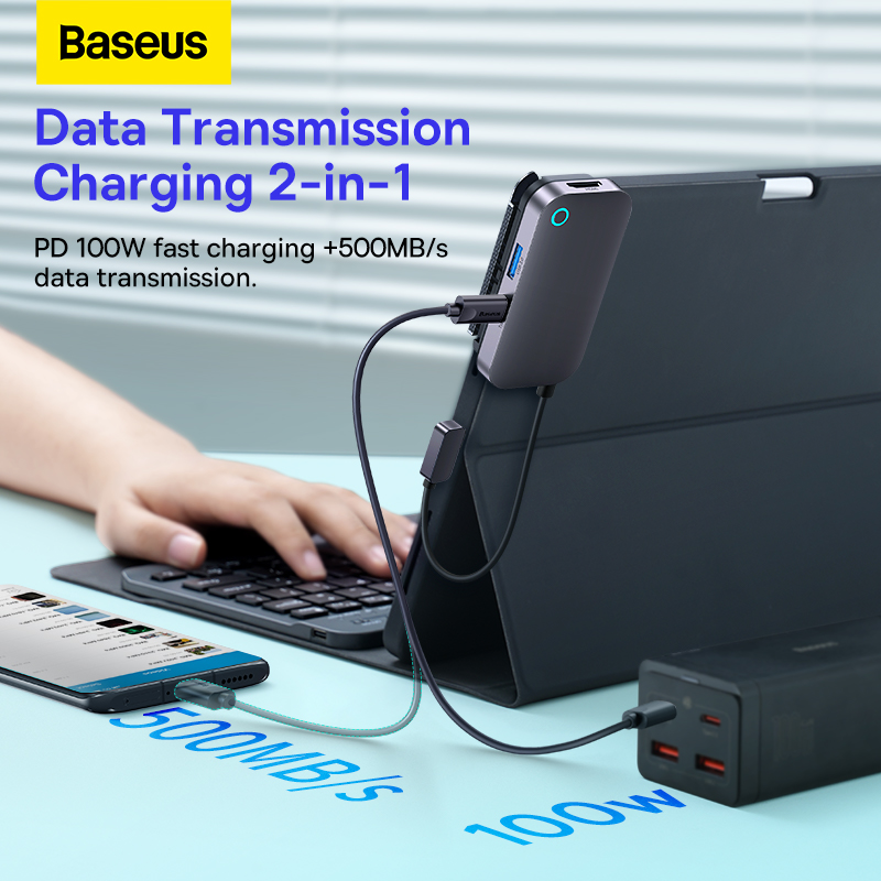 Hub Mở Rộng Kết Nối Đa Năng Baseus AcmeJoy HUB Docking Station Cho Macbook Laptop iPad Điện Thoại (Hàng chính hãng)