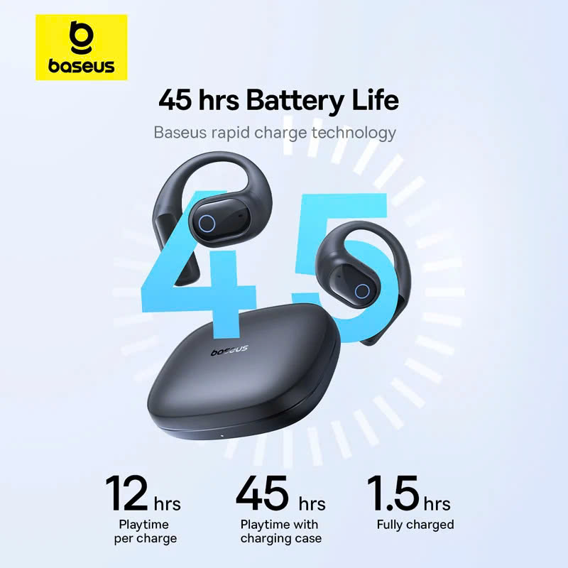 Tai Nghe Bluetooth OWS Baseus Eli 10i Fit (Bluetooth v5.4, 12H, IP54, Open-Ear, Bass Enhancement) [hàng chính hãng