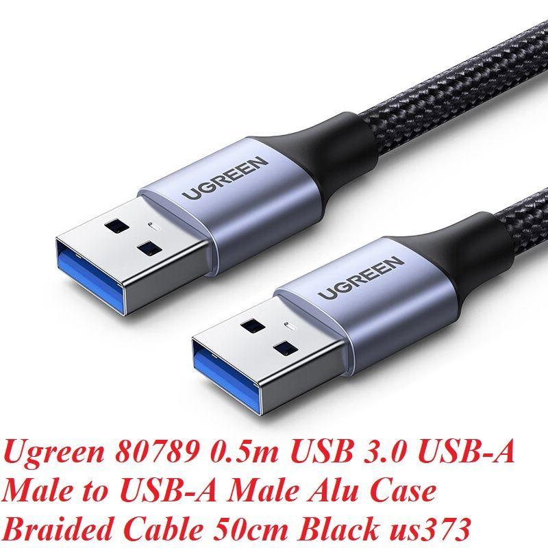 Ugreen UG80789US373TK 0.5M Cáp USB 3.0 Type-A hai đầu dương dây bọc dù màu đen - HÀNG CHÍNH HÃNG