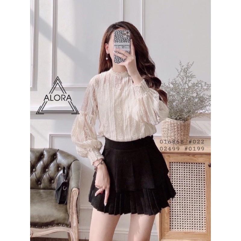 Áo sơ mi ren 2 lớp tay phồng cao cấp