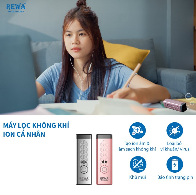 Máy Lọc Không Khí Tạo Ion Âm Rewa RW-AP-PINK/SILVER – Loại Bỏ Bụi Bẩn Và Vi Khuẩn Hàng Chính Hãng