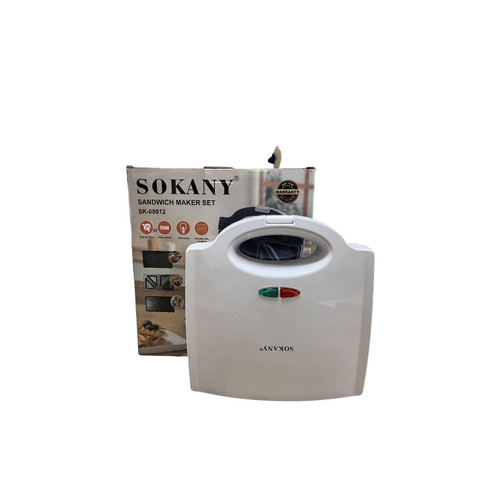 Máy kẹp bánh mỳ sandwich, máy nướng bánh mỳ 3IN1 SOKANY SK-08012 đa năng công suất 700W, dẽ vệ sinh -  HÀNG CHÍNH HÃNG