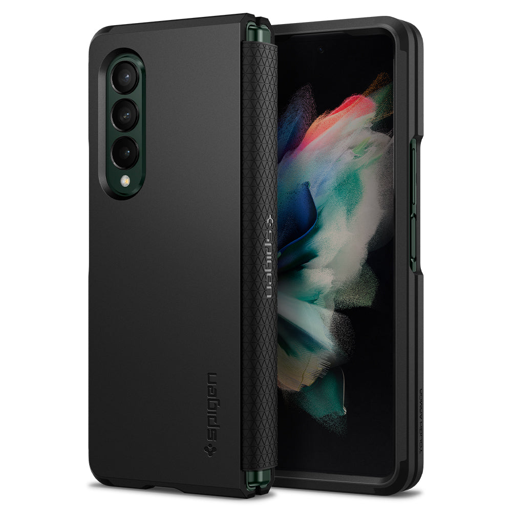 Ốp lưng Spigen Tough Armor Black cho Samsung Galaxy Z Fold 3 5G - Thiết kế đẹp mắt, chống sốc, bền bỉ, viền camera cao - Hàng chính hãng
