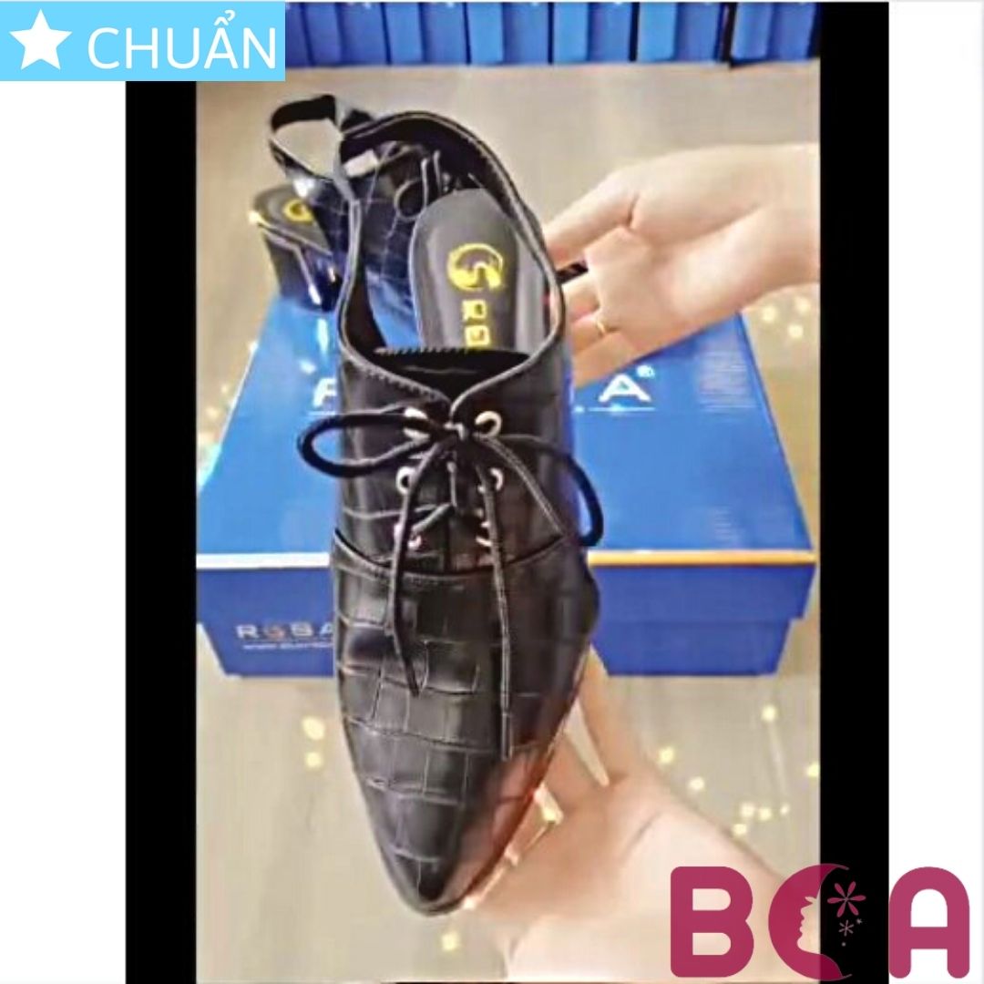 Giày bốt nữ cổ thấp 4p RO434 ROSATA tại BCASHOP kiểu sandal, phối thun ở quai hậu và cột dây phía trước - màu đen