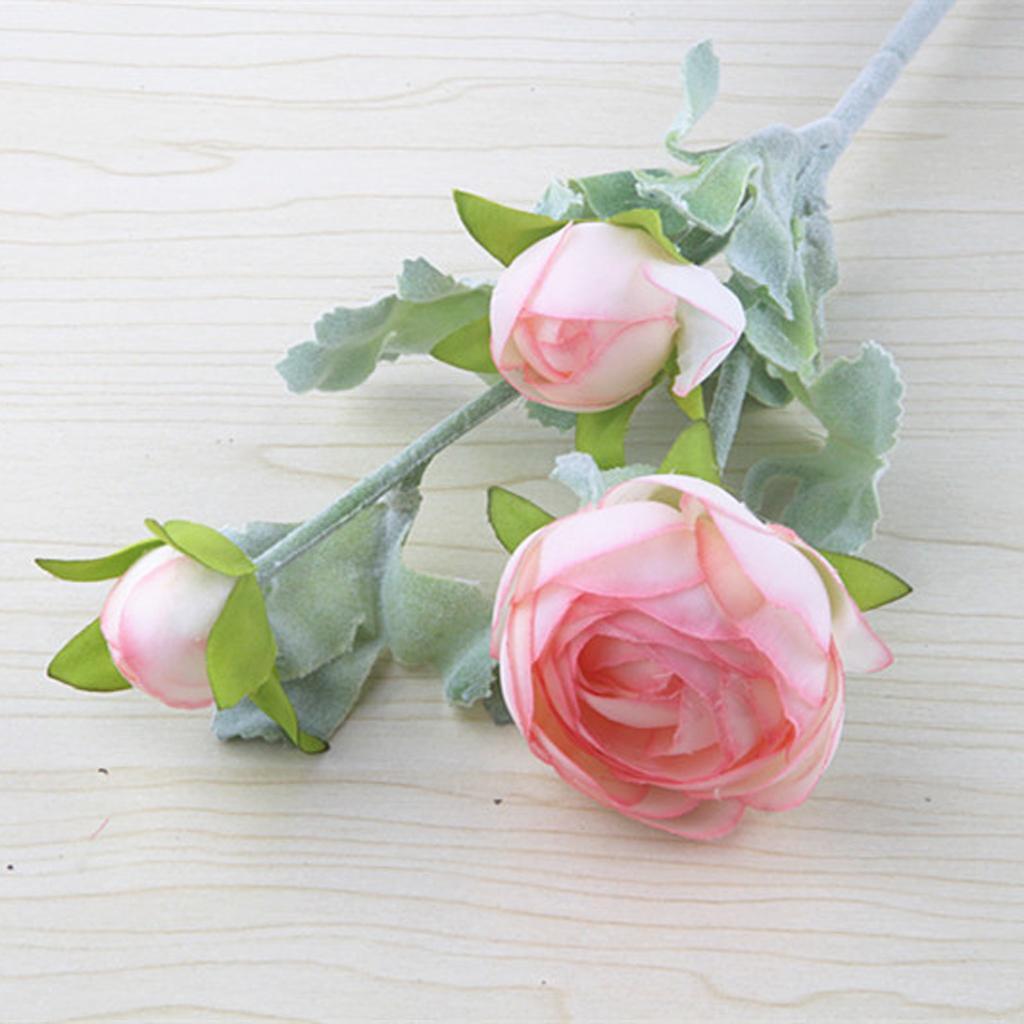 3-head Artificial Silk Flower Victoria Rose Wedding Bouquet DIY Decor