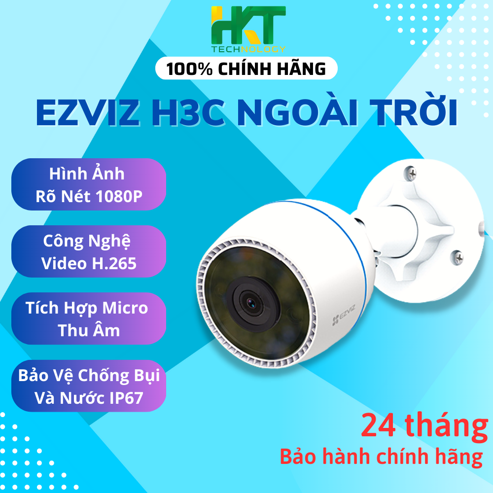 Camera IP Wifi Ezviz H3C 2MP Ngoài Trời Có Mic Thu Âm - Hàng chính hãng