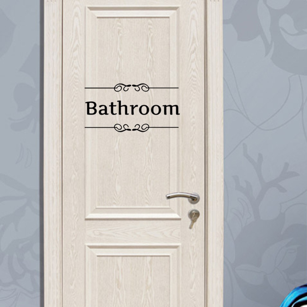 Decal dán cửa chữ TOILET - BARTHROOM