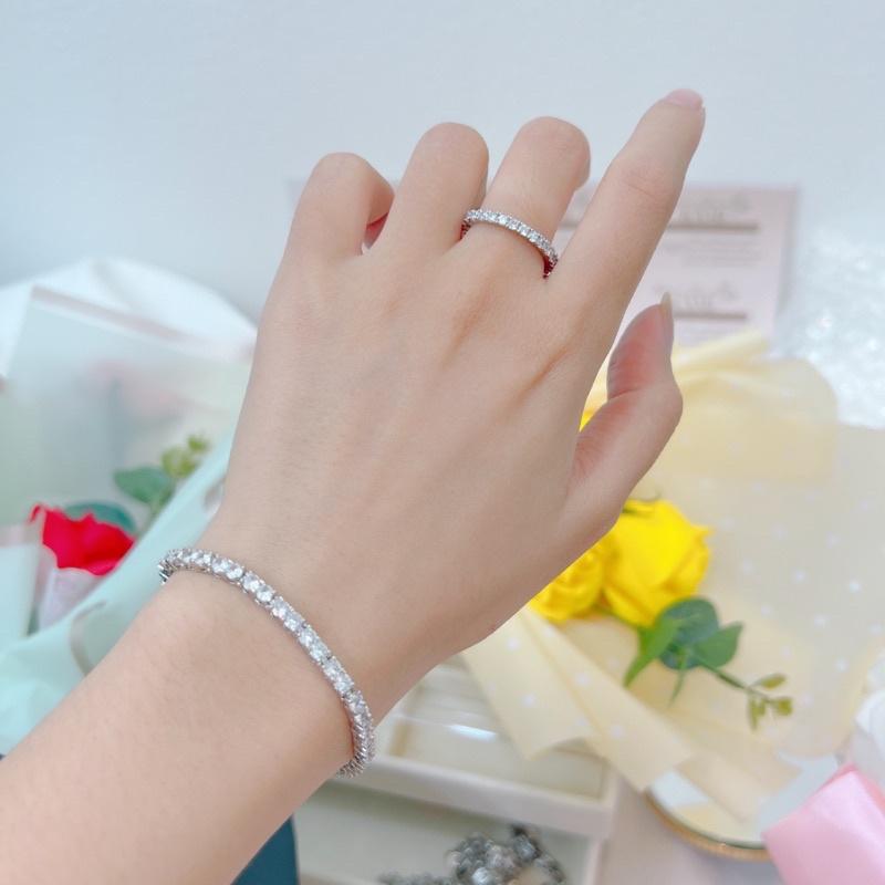 Lắc tay xoàn 2 ly xi bạch kim siêu sáng