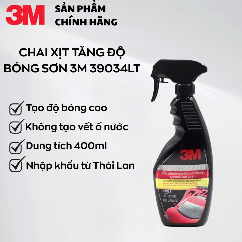 Chai Xịt Dưỡng Sơn Làm Bóng Nhanh Sơn Xe Ô Tô Chống Lão Hóa Bề Mặt, Chính Hãng 3M, 39034LT 400ml