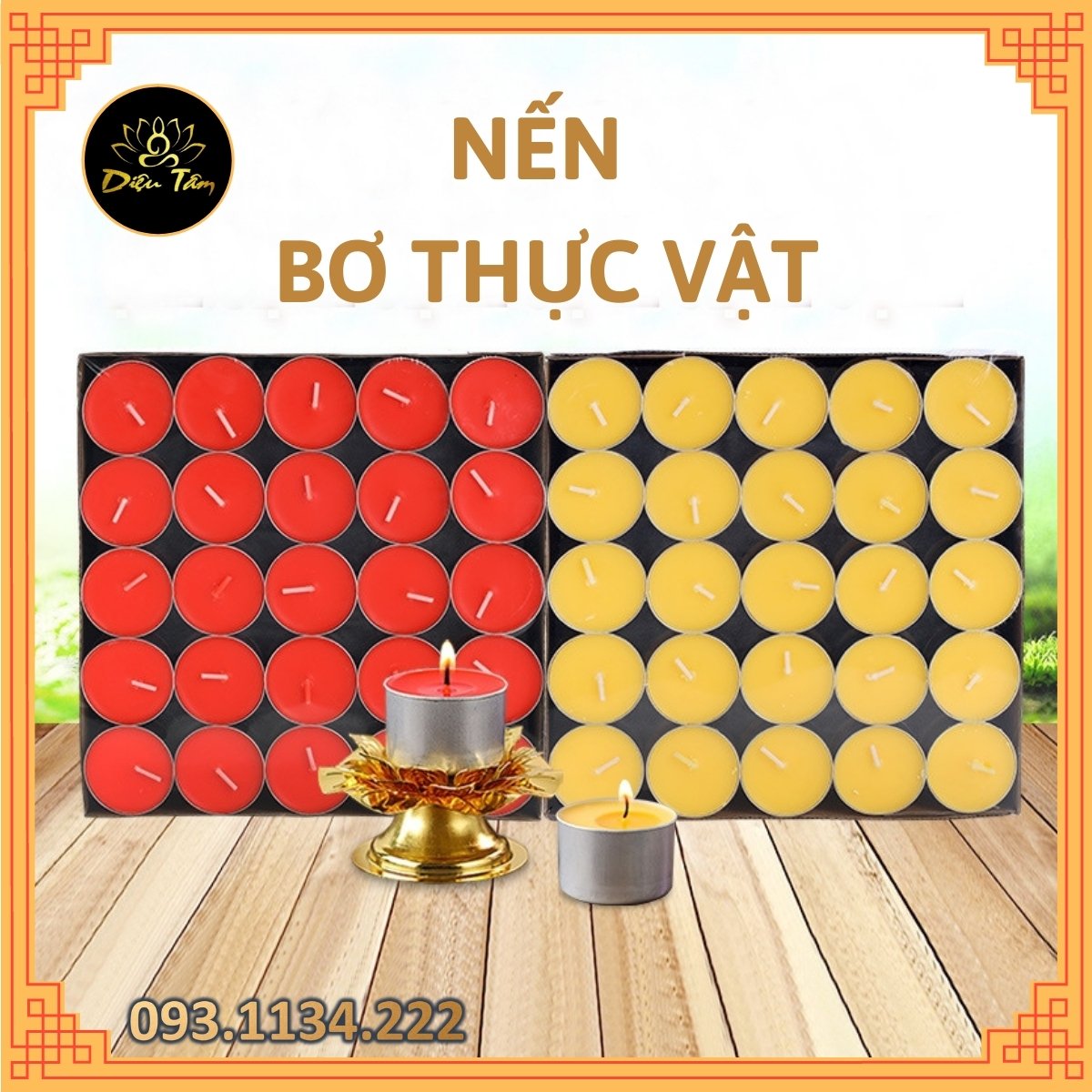 Nến bơ thực vật 100 viên cháy 1h, 2h,3h,4,8h nến cao cấp tealight cúng phật, đồ thờ cúng