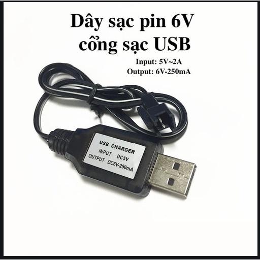 Dây sạc usb 6v 250ma xe điều khiển từ xa chấu SM sạc bằng điện thoại 5v 1a-2a