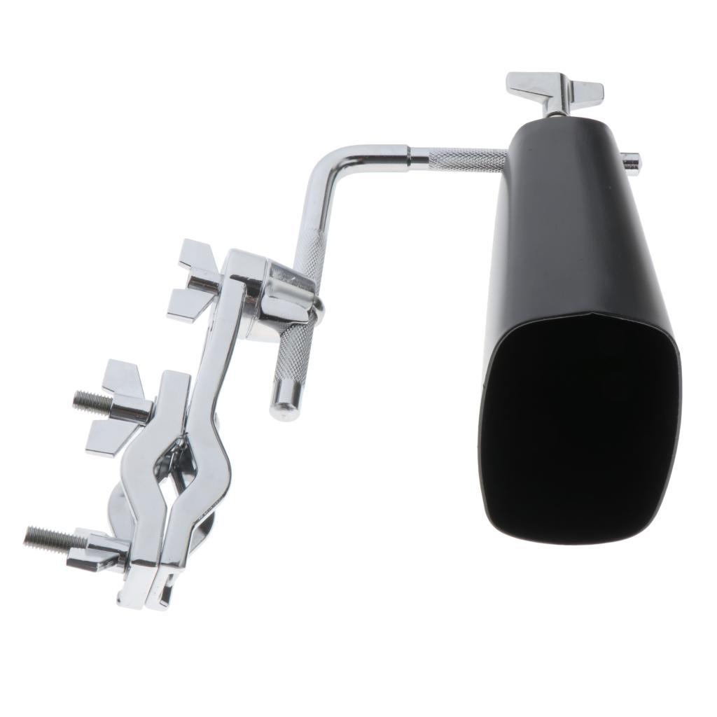 Cow Bell Noise Maker Instrument Mountable Black for Drum Set w/ Mount Clamp