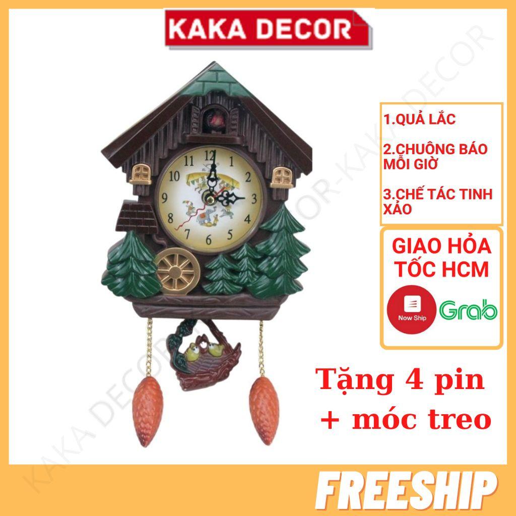 Đồng hồ quả lắc treo tường có CHUÔNG REO, đồng hồ treo tường hoạt hình đẹp mái nhà cho bé trang trí phòng