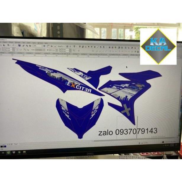 Tem rời exciter 150 thành phố decal 3 lớp cao cấp