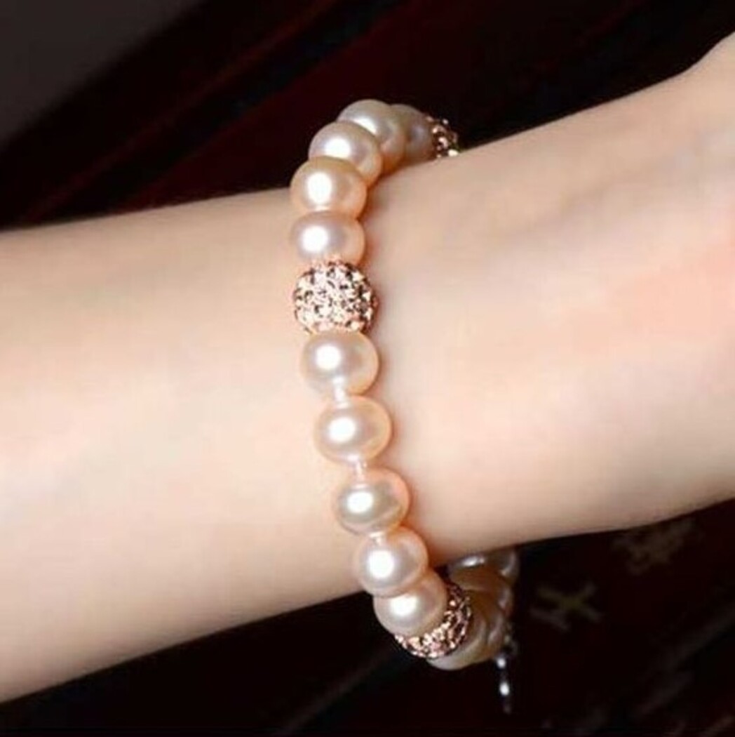 Vòng Tay Ngọc Trai Nước Ngọt Thiên Nhiên Cao Cấp - Chuỗi Đơn Tròn Mix Gốm - Trang Sức Cô Tấm - CERA PEARL - CTJ3610