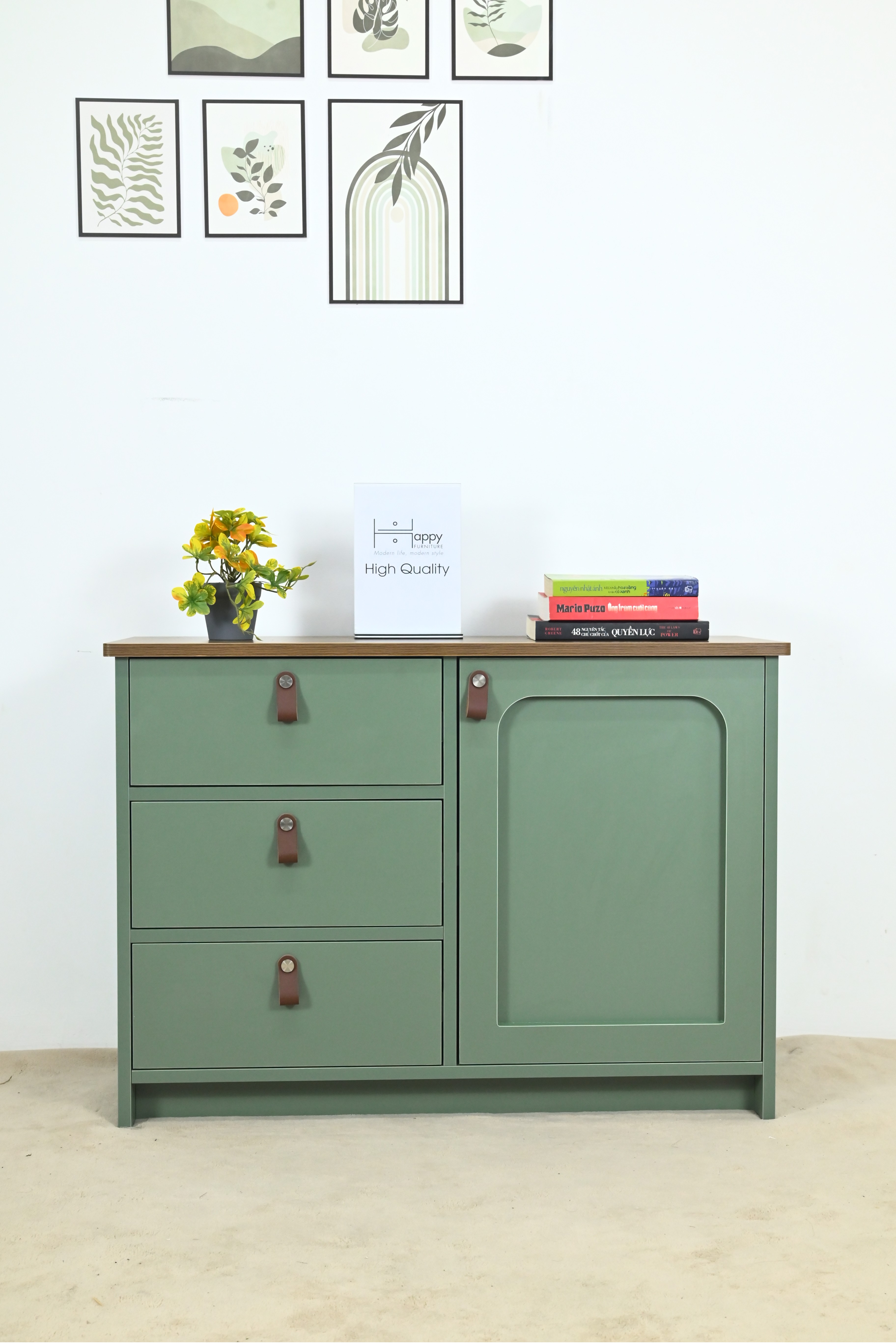 [Happy Home Furniture] NOMIA , Tủ lưu trữ 3 ngăn kéo - 1 cửa mở , 90cm x 35cm x 64cm ( DxRxC), THK_063