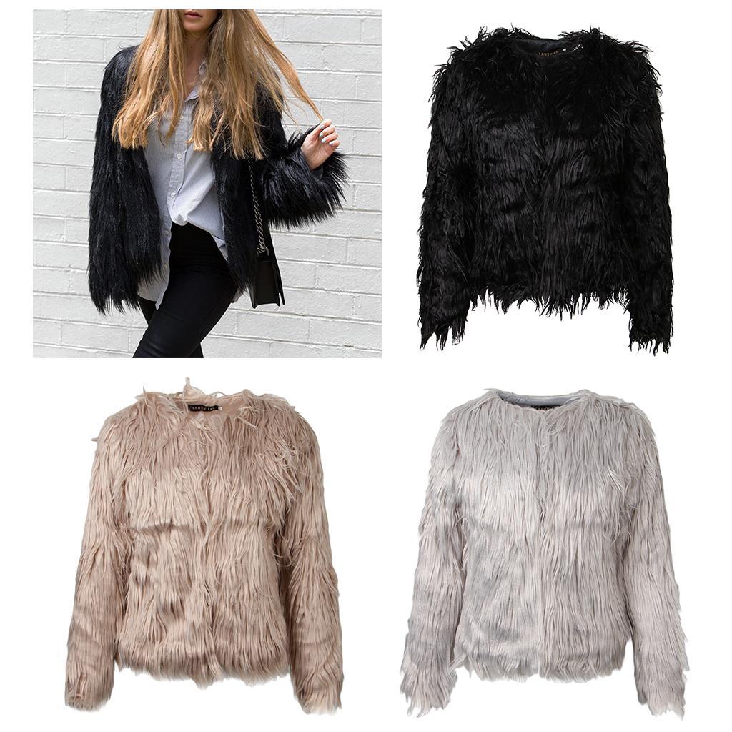 Womens Winter Warm Faux Fur Short Coat Jacket Parka Outerwear Tops