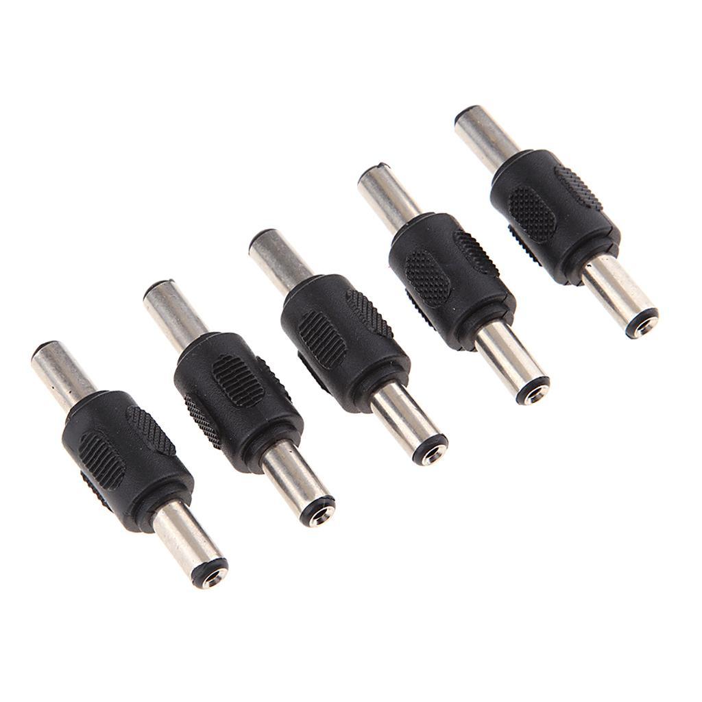 5 Pack DC Power Adapter 5.5x2.1mm Male to Male Plug Connector Converter