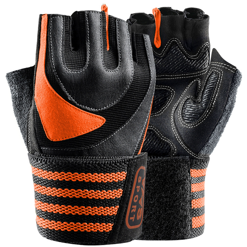 Găng Tay tập Gym Có dây Quấn Trợ Lực Cổ Tay VNS002 (WEIGHT LIFTING GLOVES), Găng Tay Tập Gym Cao Cấp Có Phủ Da Trên Mu bàn Tay, Chống Chai Sần Lòng Bàn Tay, Bảo Vệ Khớp Cổ Tay