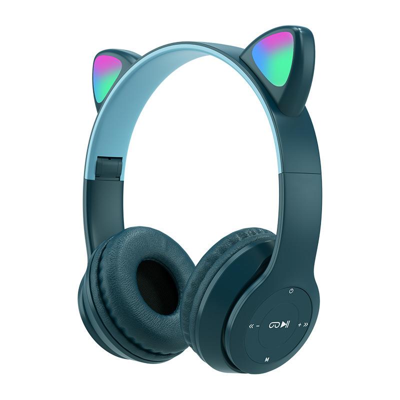 Wireless Headphones Cat Ear With Mic Bluetooth Cool Glow Light Stereo Bass Helmets Kids Gamer Girl Gifts