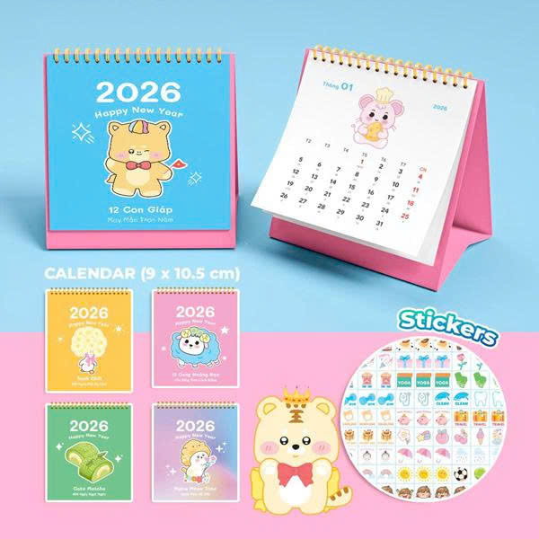 Lịch Để Bàn Mini 2026 ( 9x10.5 cm) - Nhiều Mẫu