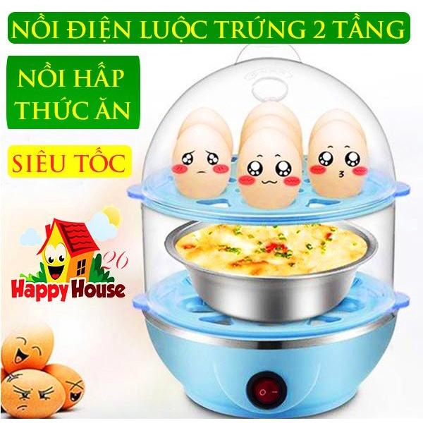 NỒI ĐIỆN LUỘC TRỨNG KIÊM NỒI HẤP THỨC ĂN ĐA NĂNG 2 TẦNG SIÊU TỐC