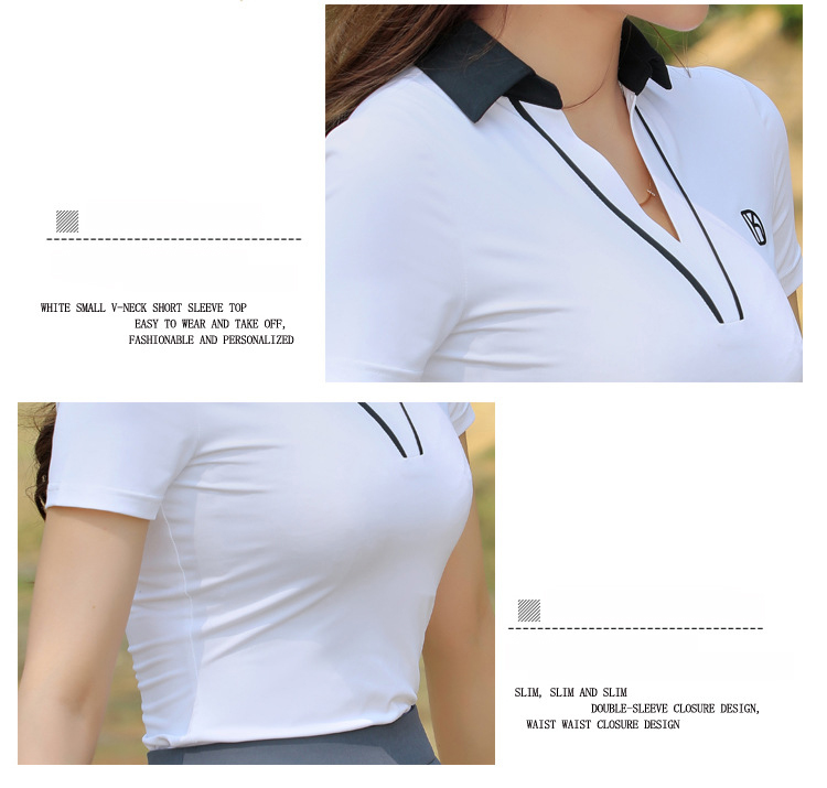 Fullset golf nữ DKGOLF D-SN23090 - D-KN23091 - Áo cộc tay ôm body kết hợp với chân váy xòe siêu nữ tính