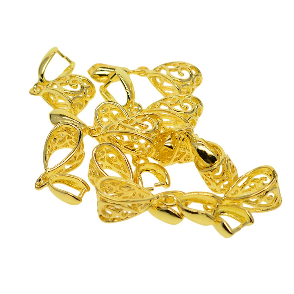 Gold Tone Pinch Style Bails Clasps Jewelry Findings for DIY Necklace Pendants, Jewelry Findings for DIY Crafts (Pack of 10 PCS)