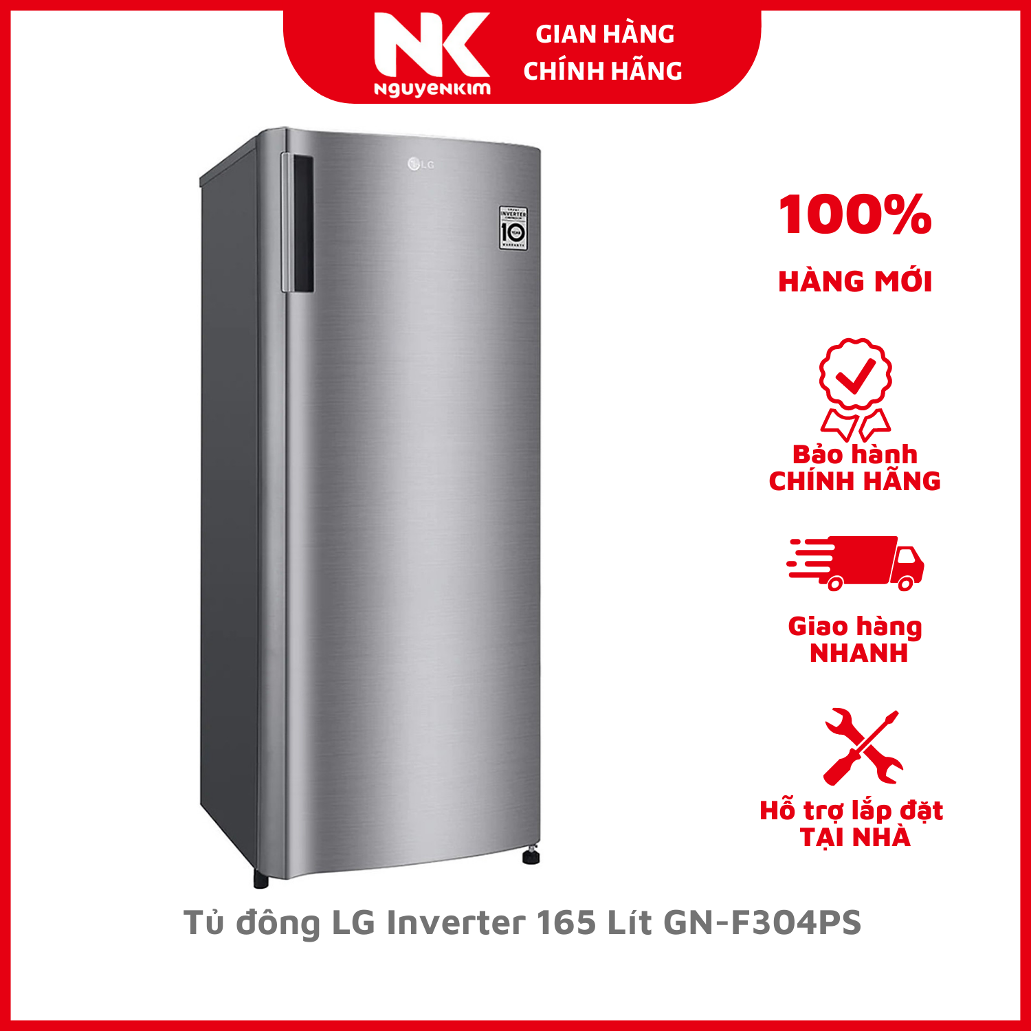 Tủ đông LG Inverter 165 Lít GN-F304PS - Hàng Chính Hãng [Giao hàng toàn quốc]