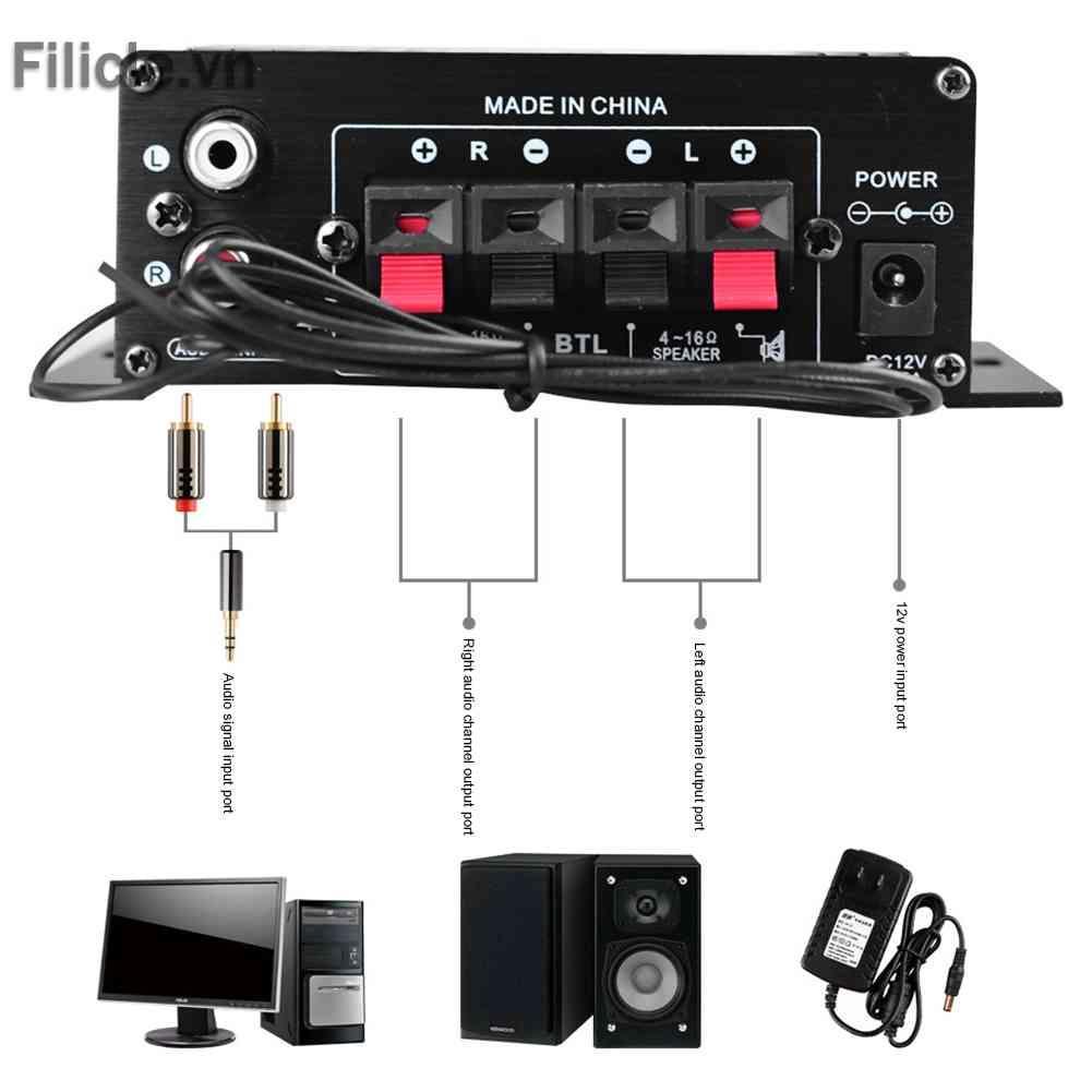 Bộ Khuếch Đại Âm Thanh Kỹ Thuật Số Bluetooth AK-370 HIFI Kênh 2.0 12V