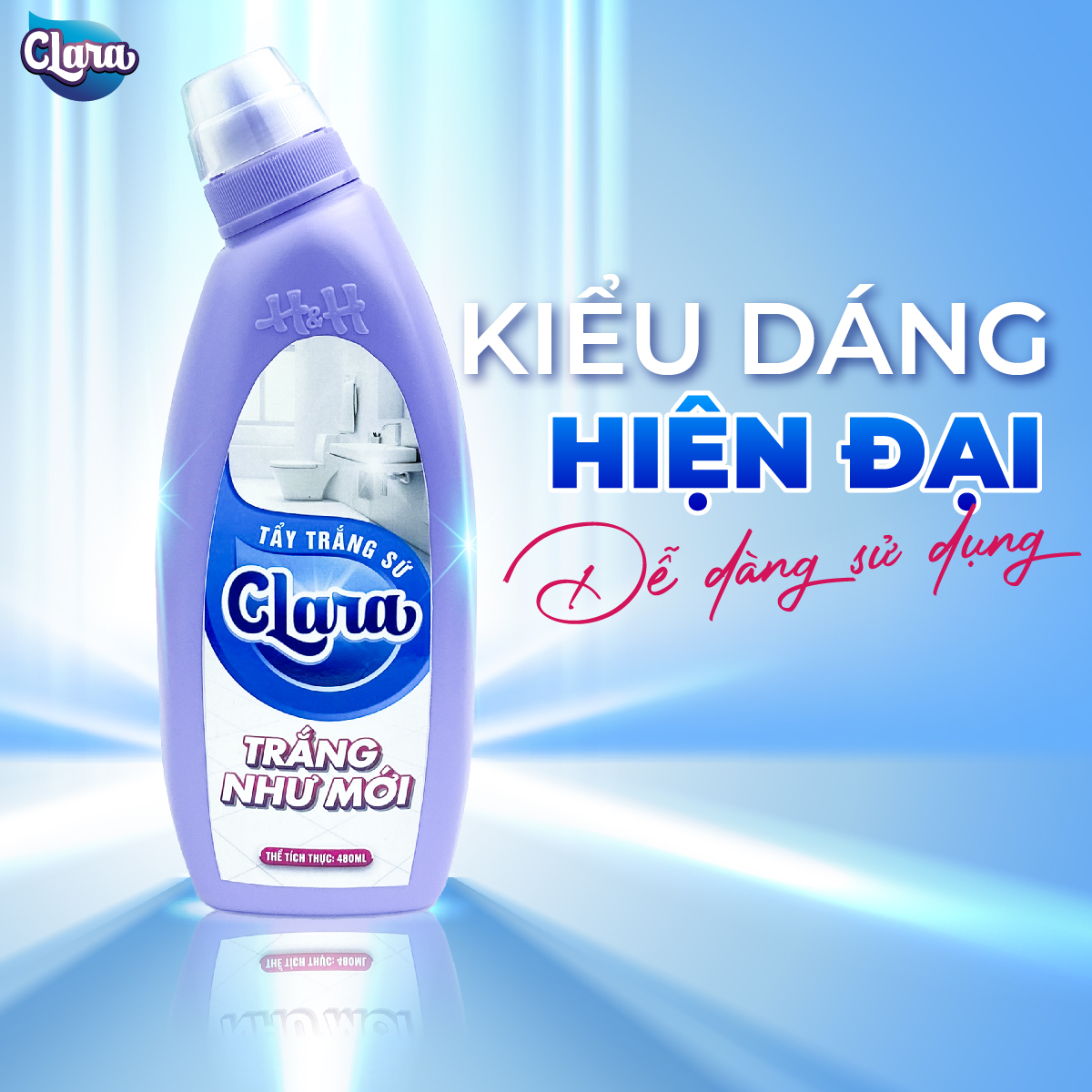 Nước Tẩy làm trắng đồ dùng bằng sứ Clara chai 480ml