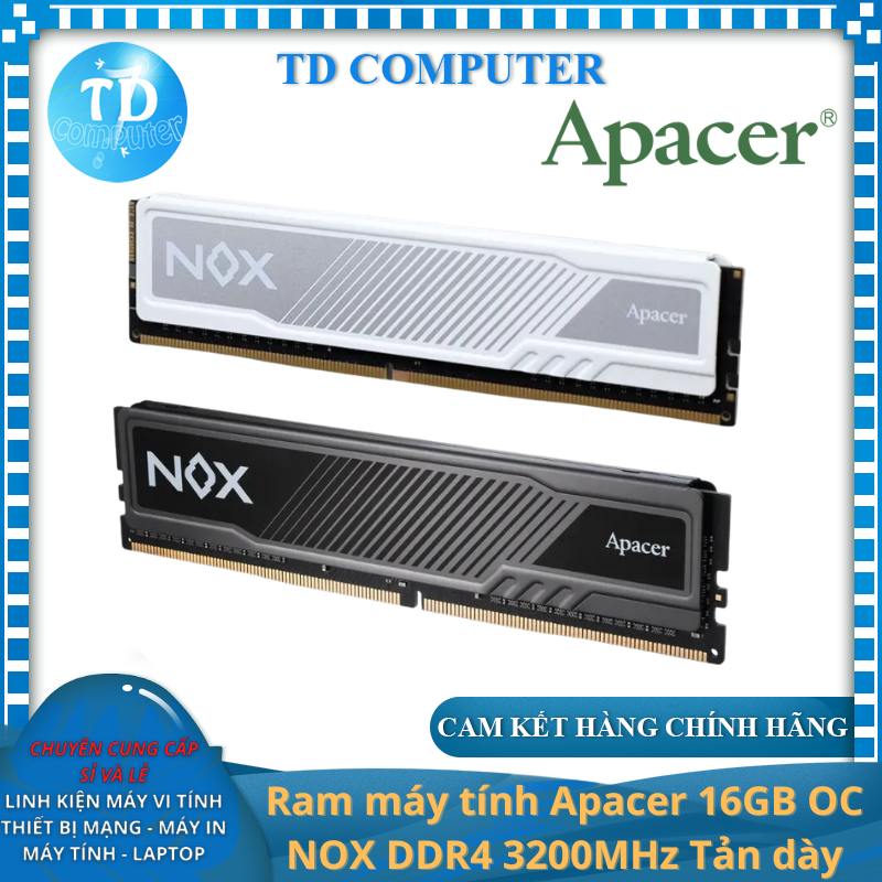 Ram máy tính Apacer 16GB OC NOX DDR4 3200MHz Tản dày - Hàng chính hãng NetWork Hub phân phối