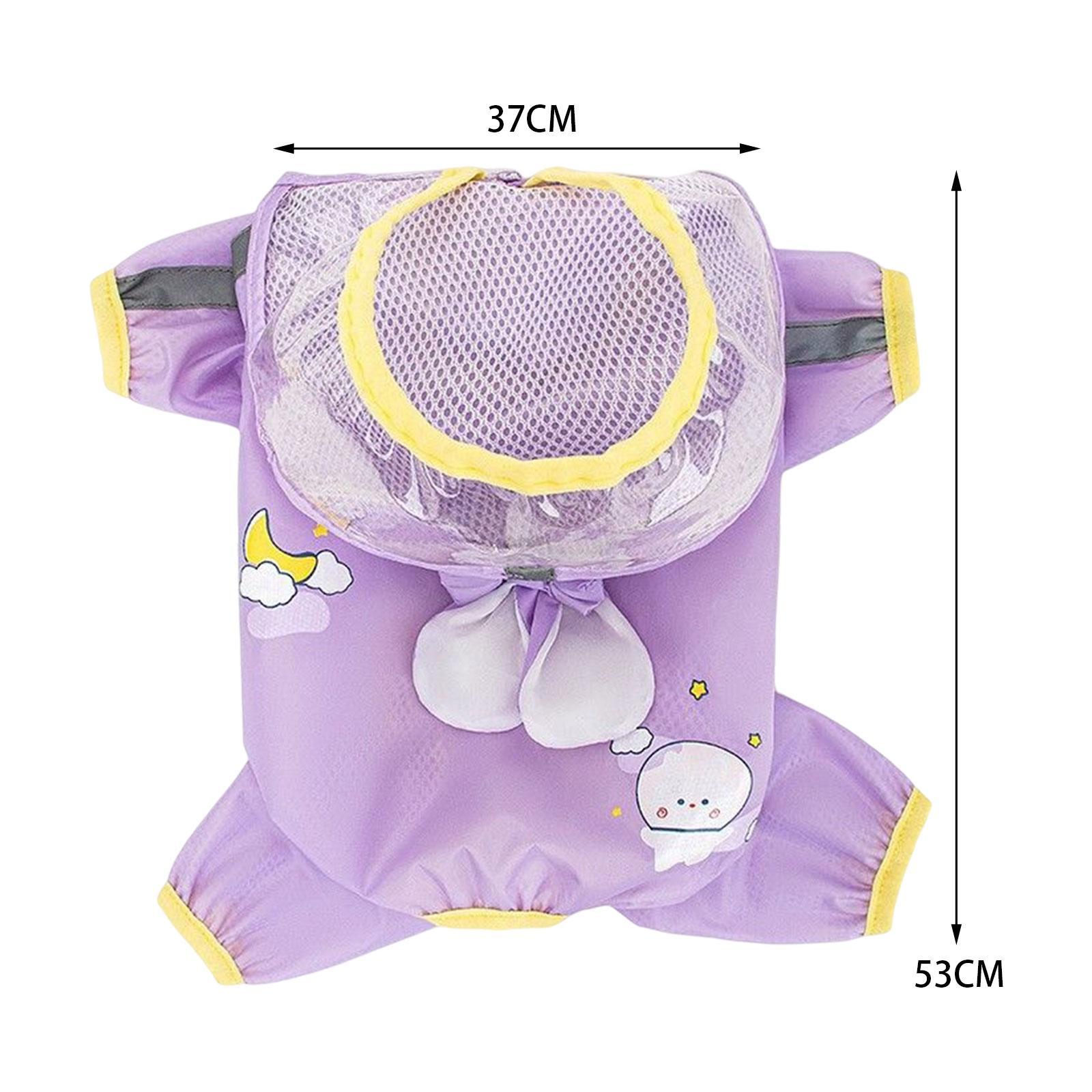 Fashion Hooded Pet Dog Raincoat, Lightweight Dog Rain Jacket Button Closure Rain Poncho with Reflective Strip for Small Medium Large Dogs