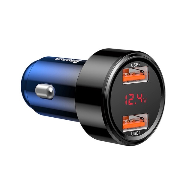 Tẩu củ sạc nhanh đa năng dành cho xe hơi / ô tô 2 cổng USB hiệu Baseus Dual-USB - hàng chính hãng