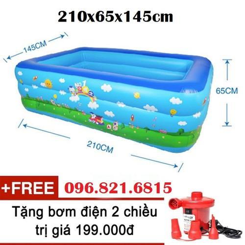 Hồ bơi phao trẻ em,Bể bơi phao trong nhà, hình chữ nhật kích thước 210cm